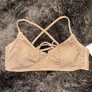 BNWT Hula Honey Tan Snakeskin Print Strappy Back Bikini Top Sz S Beach Pool Swim